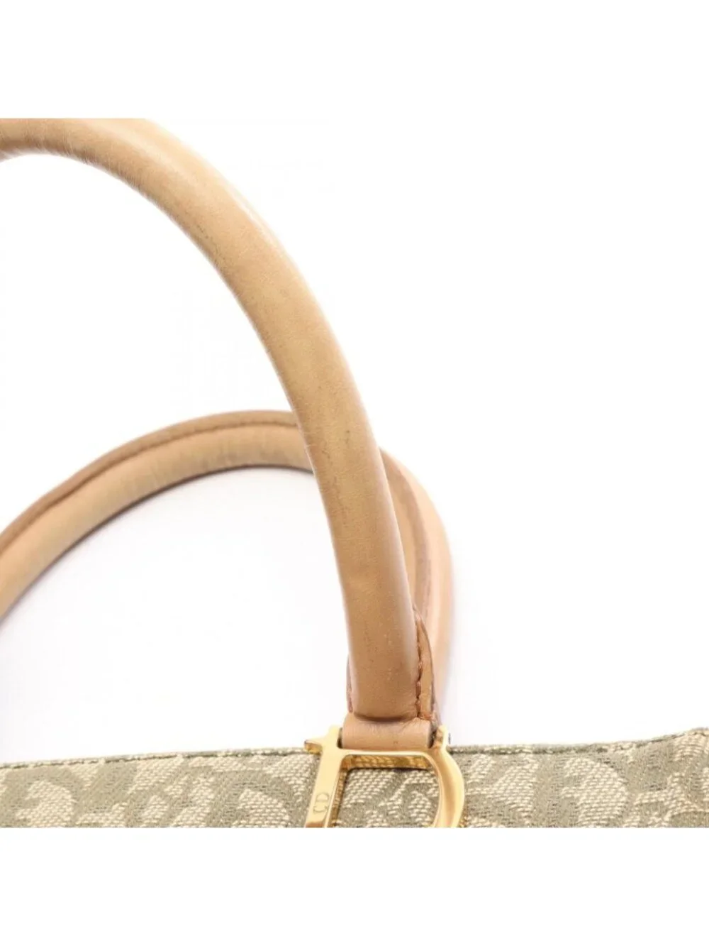 Dior Tote Trotter Green Beige Canvas Leather